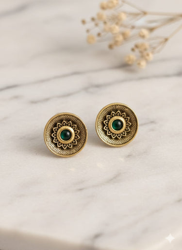 Antique Green Round Earrings